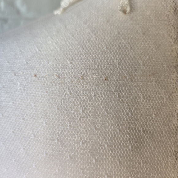 Vtg 70s Lace Applique + Pearl High Neck Wedding Gown, Fairy/ Victorian, Read - Picture 11 of 12